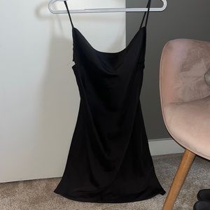 Black satin slip like mini dress